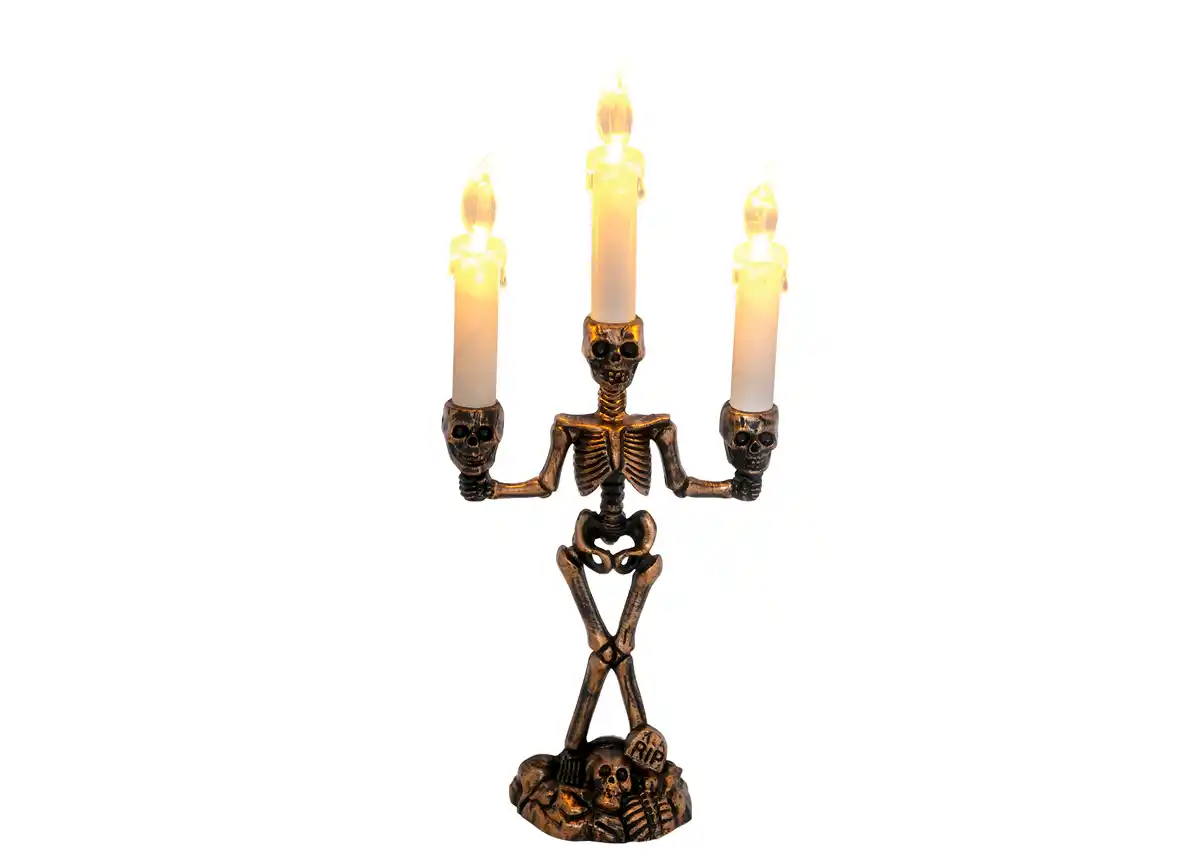 Bild 1 von Halloween Skelettkerzenständer 3 warmweiße LEDs