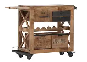 Servierwagen Warehouse 97x85x43 cm Mango massiv