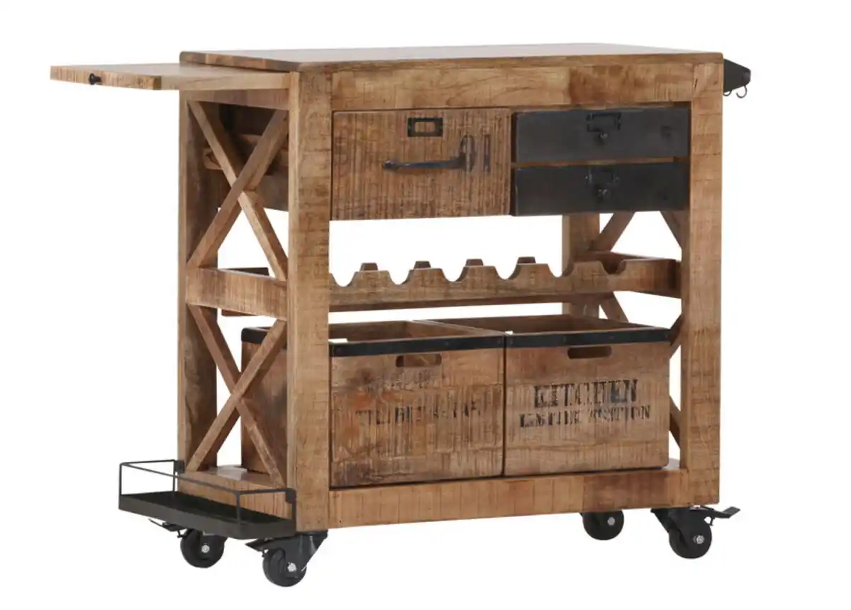 Bild 1 von Servierwagen Warehouse 97x85x43 cm Mango massiv