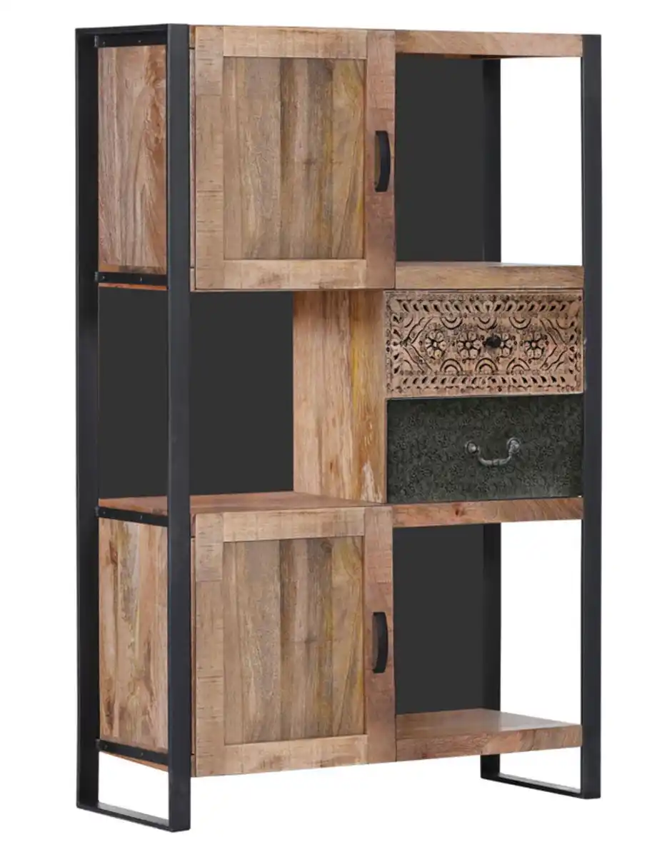 Bild 1 von Highboard Cortina 90x140x40cm Mango Massiv Sägerau Metall