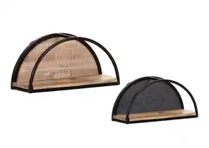 Wandregal 2er-Set Cortina 51 x 25 x 15 cm/41 x 20 x 15 cm Mango Massivholz/schwarz