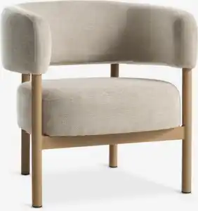 Sessel DALSTRUP beige Stoff/natur eichefarben