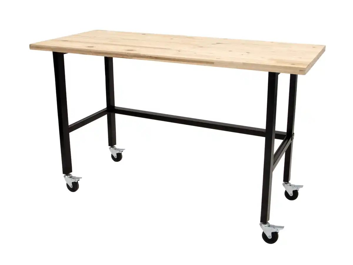 Bild 1 von RIKTA Werkbank mit Rollen, B 140 X T 60 X H 84cm, 200kg Belastung, Fichte