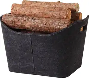 TrendLine Holzkorb Filz 36 x 49 x 31,5 cm anthrazit
