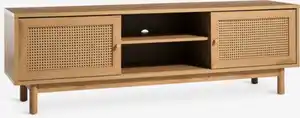 TV-Bank HILLESTED 2 Türen warm eichefarben/Polyrattan