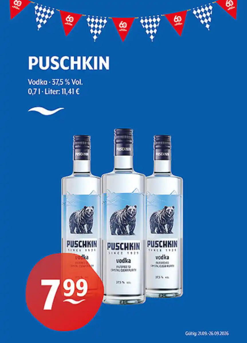 Bild 1 von PUSCHKIN Vodka 37,5 % Vol.
