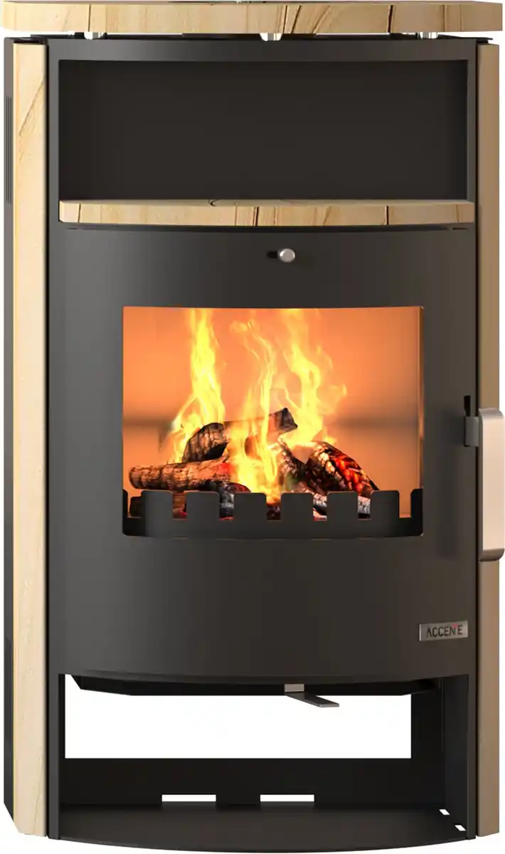 Bild 1 von Accente Kaminofen Pamir 4.0 Stahl schwarz/sandstein 6,7 kW