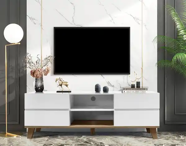 Bild 3 von Better Home TV-Lowboard mit 4 Türen & 2 Fächer, ca. 150 x 39,5 x 54 cm - Weiß