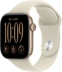 Apple Watch Series 12 (42mm) GPS Smartwatch Alu mit Sportarmband S/M lichtgold/sand