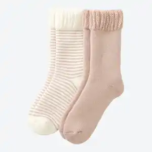 Damen-Kuschelsocken mit Strickbund, 2er-Pack