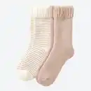 Bild 1 von Damen-Kuschelsocken mit Strickbund, 2er-Pack