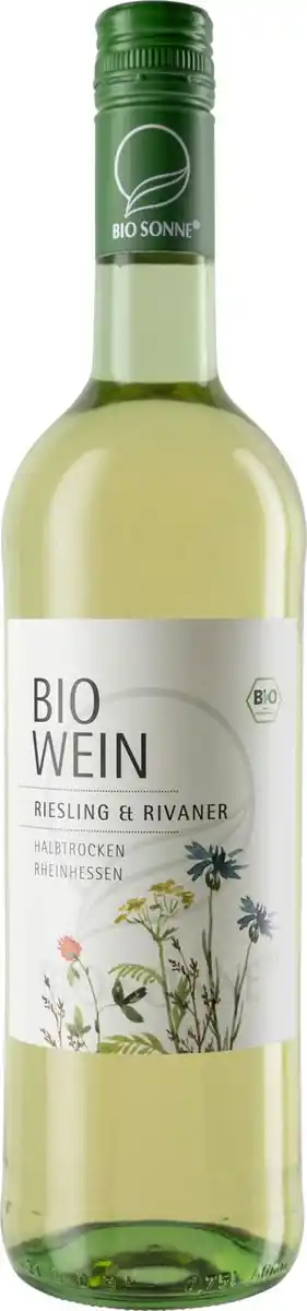 Bild 1 von Bio Sonne Riesling + Rivaner QbA halbtrocken Rheinhessen, 0,75 L