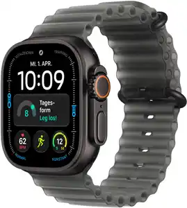 Apple Watch Ultra 4 (49mm) GPS+5G Smartwatch Titan mit Ocean Armband halbtransparent schwarz