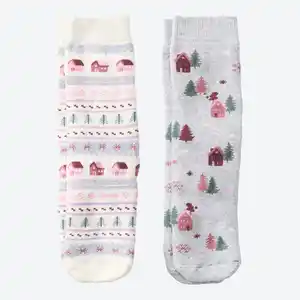 Damen-ABS-Socken mit Winter-Motiven, 2er-Pack