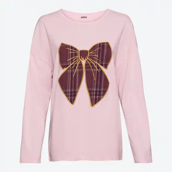 Bild 3 von Damen-Homewear-Langarmshirt mit Schleifenapplikation