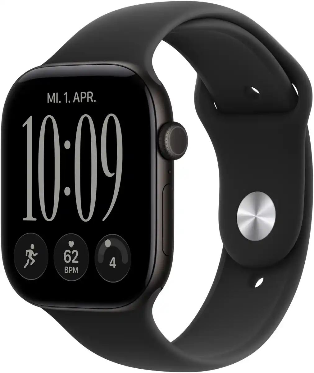 Bild 1 von Apple Watch Series 12 (46mm) GPS Smartwatch Alu mit Sportarmband M/L schwarz/schwarz