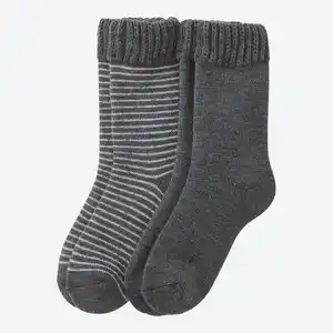 Damen-Kuschelsocken mit Strickbund, 2er-Pack