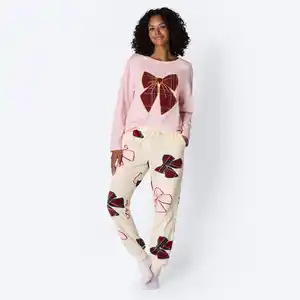 Damen-Homewear-Hose mit Schleifenmuster