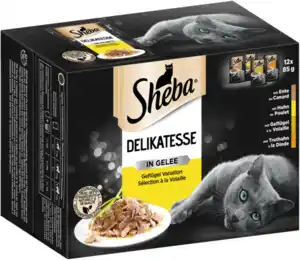 Sheba Portionsbeutel Mutlipack Delikatesse in Gelee Geflügel Variation 12 x 85g