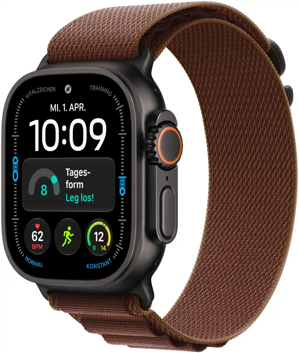 Bild 1 von Apple Watch Ultra 4 (49mm) GPS+5G Smartwatch Titan mit Alpine Loop Armband (L) schwarz/burgunder