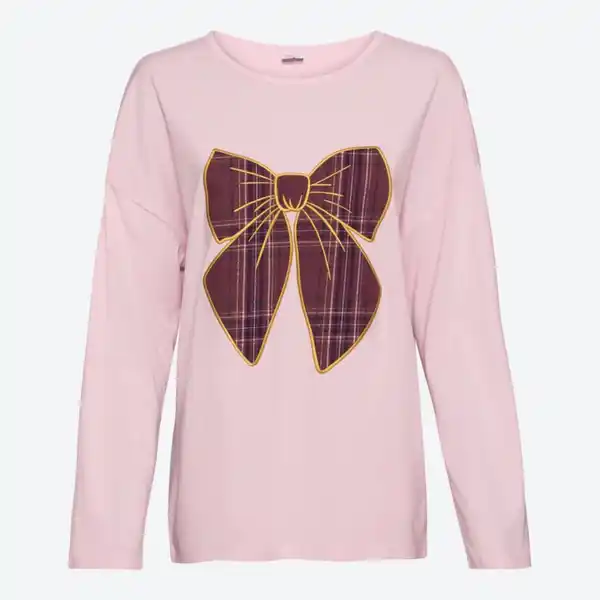 Bild 2 von Damen-Homewear-Langarmshirt mit Schleifenapplikation