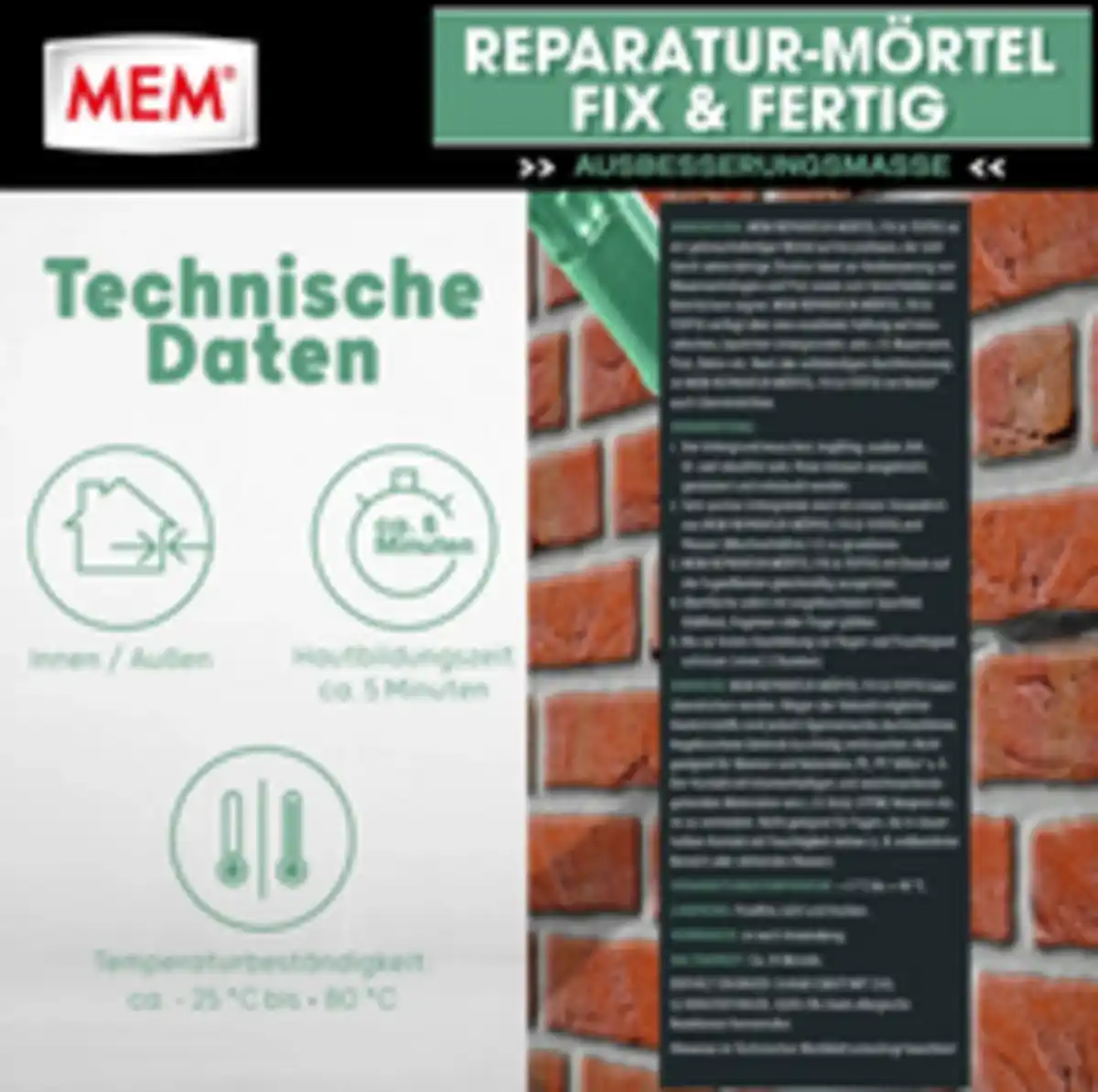 Bild 3 von MEM Reparatur-Mörtel Fix & Fertig 300ml