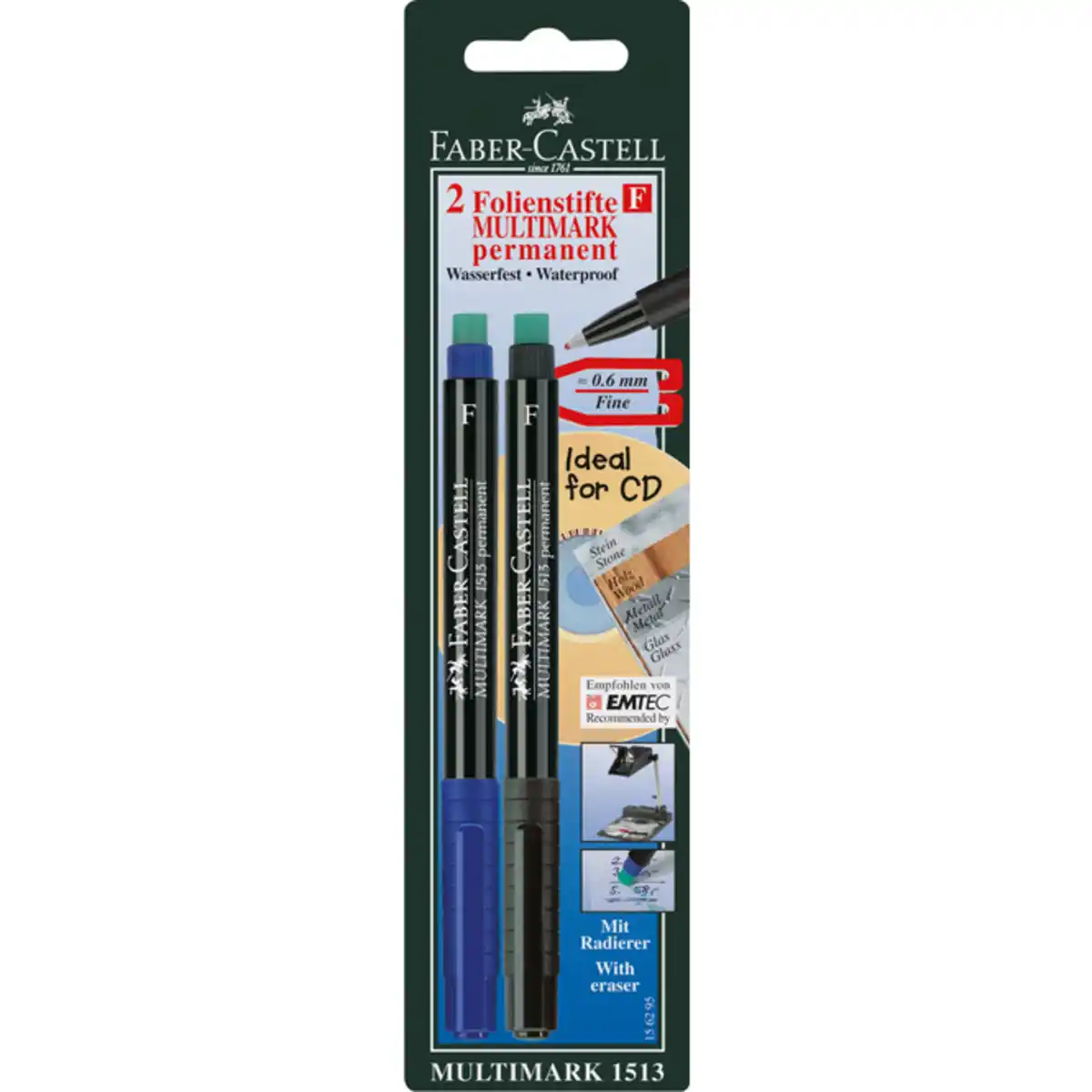 Bild 1 von 2 Folienstifte Multimark - permanent -fein - schwarz/blau