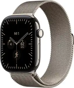 Apple Watch Series 12 (46mm) GPS+5G Smartwatch Titan mit Milanaise Armband S/M natur/natur