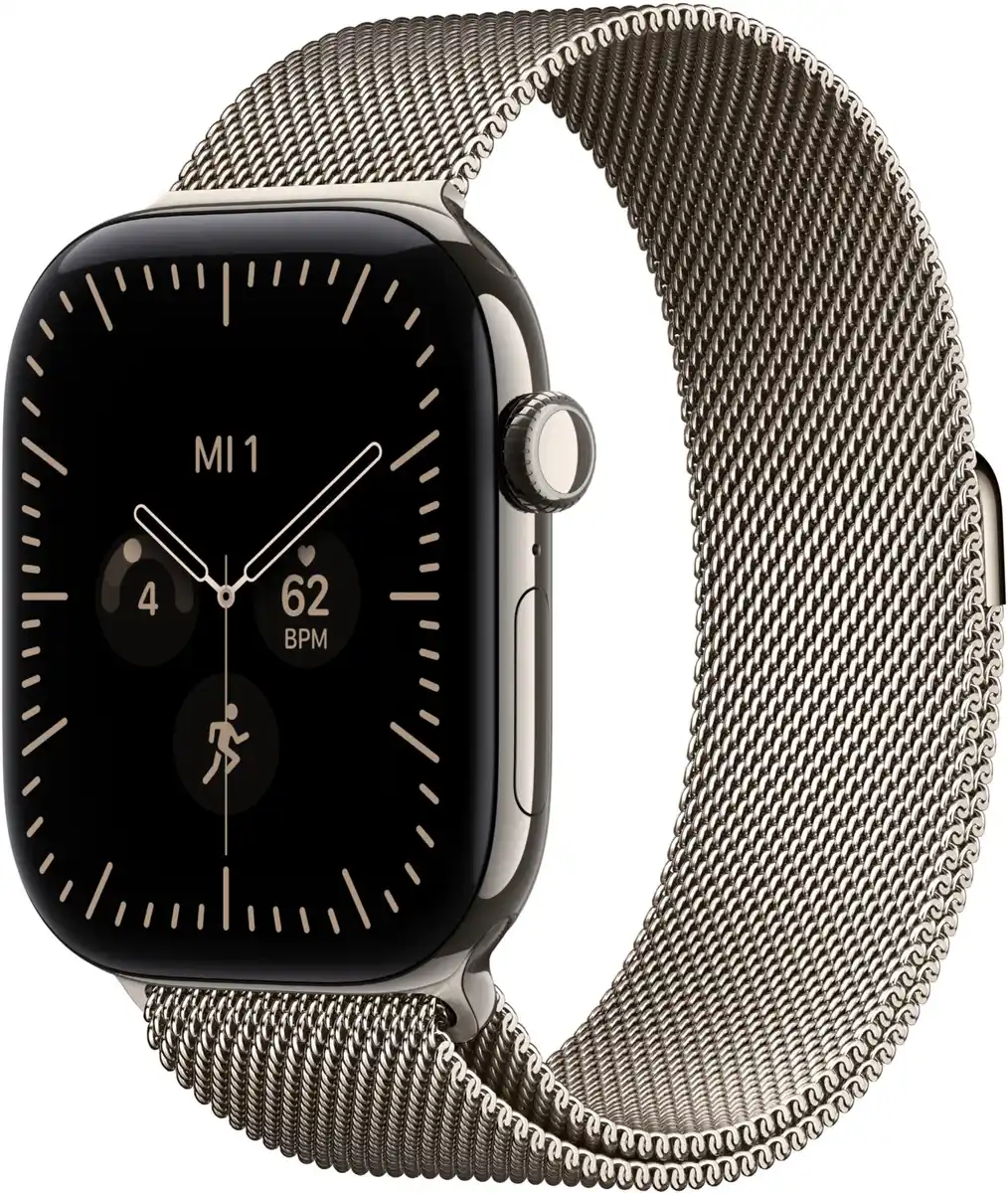 Bild 1 von Apple Watch Series 12 (46mm) GPS+5G Smartwatch Titan mit Milanaise Armband S/M natur/natur