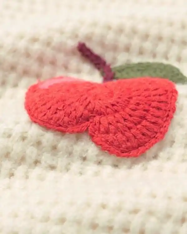 Bild 3 von Kinderpullover mit Ajourmuster und Obstmotiv ecru