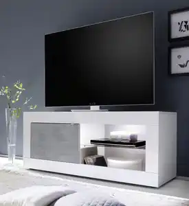 Home affaire Lowboard Basic Breite 140 cm, TV-Board 1 Tür, 2 offene Fächer (Glasboden), TV-Kommode, Metallgriff, moderne Rahmenoptik, Farbauswahl