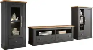 OTTO home Wohnwand Westminster, Anbauwand im Landhausstil, Komplettset, Wohnzimmer-Set, (Set, 3-St), Set besteht aus 1 Vitrine, 1 Lowboard und 1 Kommode