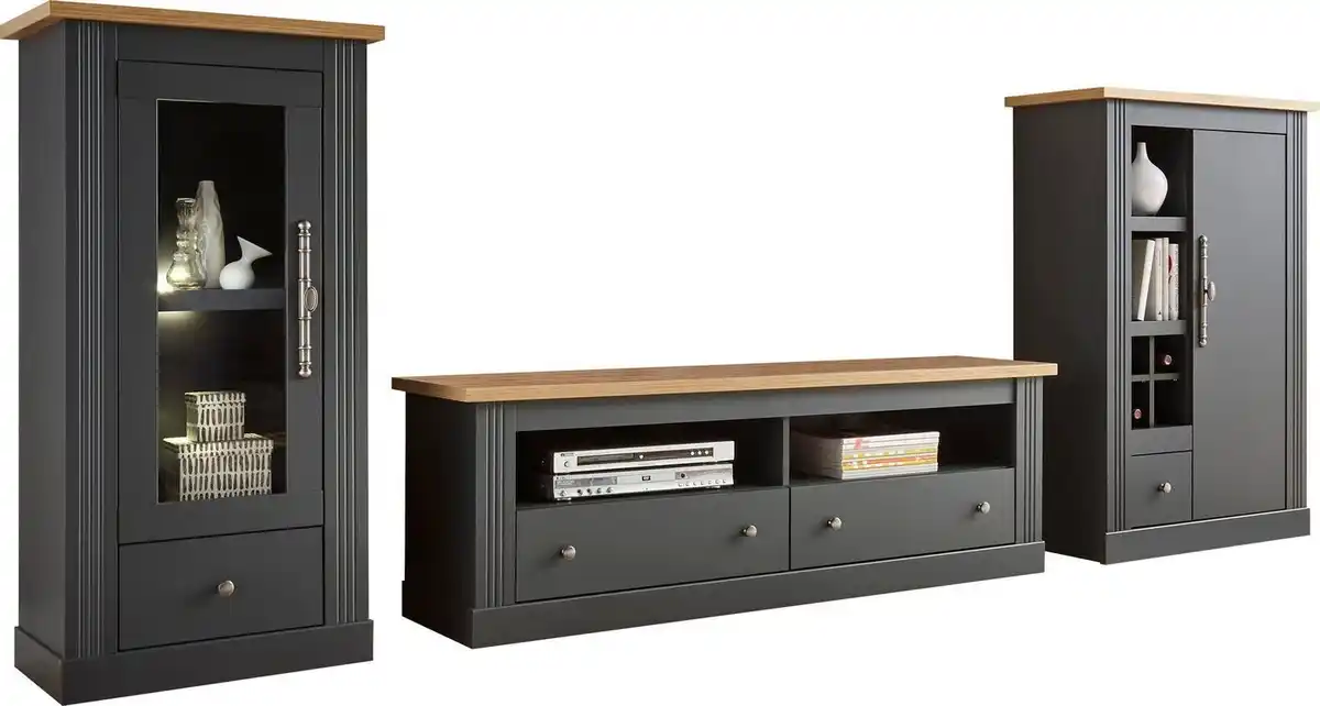 Bild 1 von OTTO home Wohnwand Westminster, Anbauwand im Landhausstil, Komplettset, Wohnzimmer-Set, (Set, 3-St), Set besteht aus 1 Vitrine, 1 Lowboard und 1 Kommode