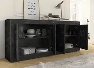 Home affaire Sideboard Basic Breite 207 cm, Kommode 4 Türen, Anrichte, Metallgriff, moderne Rahmenoptik, viel Stauraum, Farbauswahl