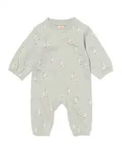Baby-Strampler aus Sweatstoff mit Gänsen hellgrün