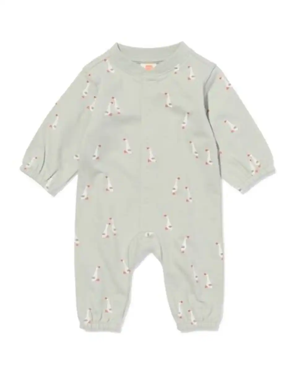 Bild 1 von Baby-Strampler aus Sweatstoff mit Gänsen hellgrün