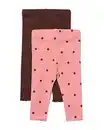 Bild 2 von Babyleggings, anliegend, gerippt, gepunktet – 2 Stück rosa