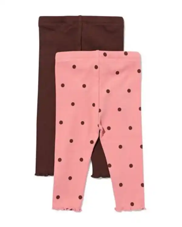 Bild 2 von Babyleggings, anliegend, gerippt, gepunktet – 2 Stück rosa