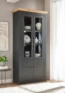 OTTO home Vitrine Westminster, Hochschrank im Landhausstil, Glasvitrine, Stauraumelement Metallgriffe, ausreichend Stauraum, in 2 Farben erhältlich