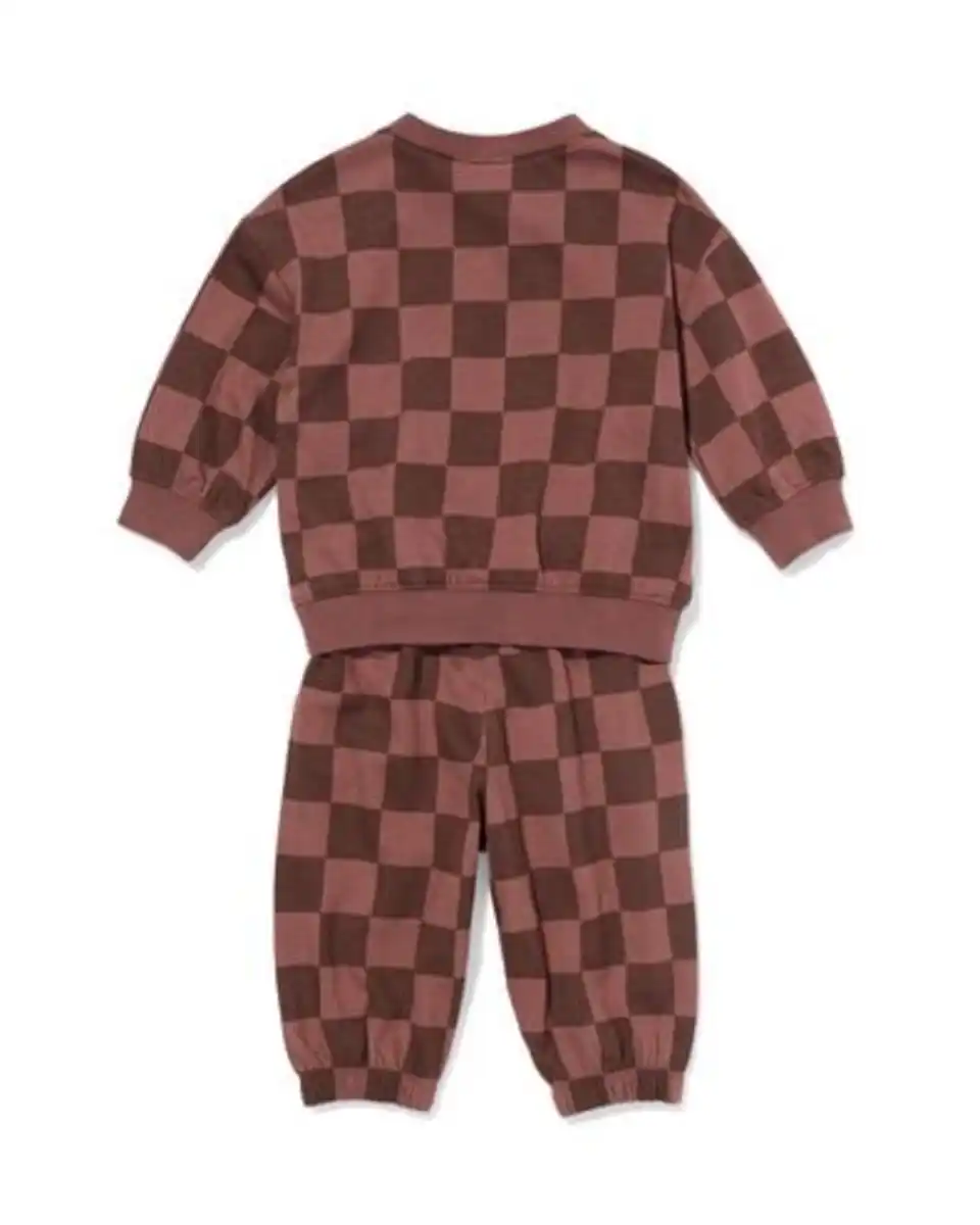 Bild 2 von Baby-Bekleidungsset, Sweatstoff, kariert braun