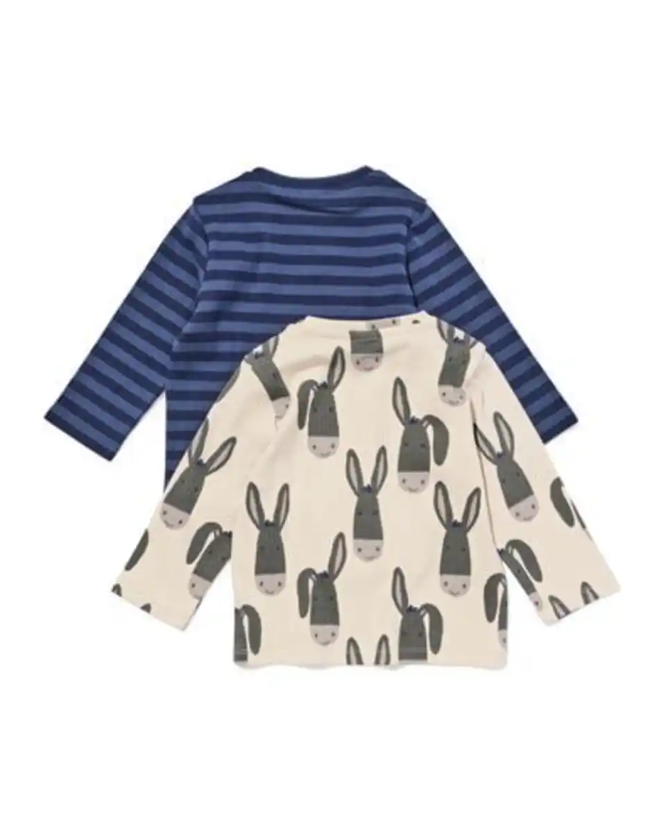 Bild 2 von Baby-T-Shirt, gerippt, gestreift, Esel – 2 Stück blau