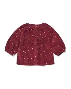 Babykleid in A-Linie aus Kord mit Punkten bordeauxrot