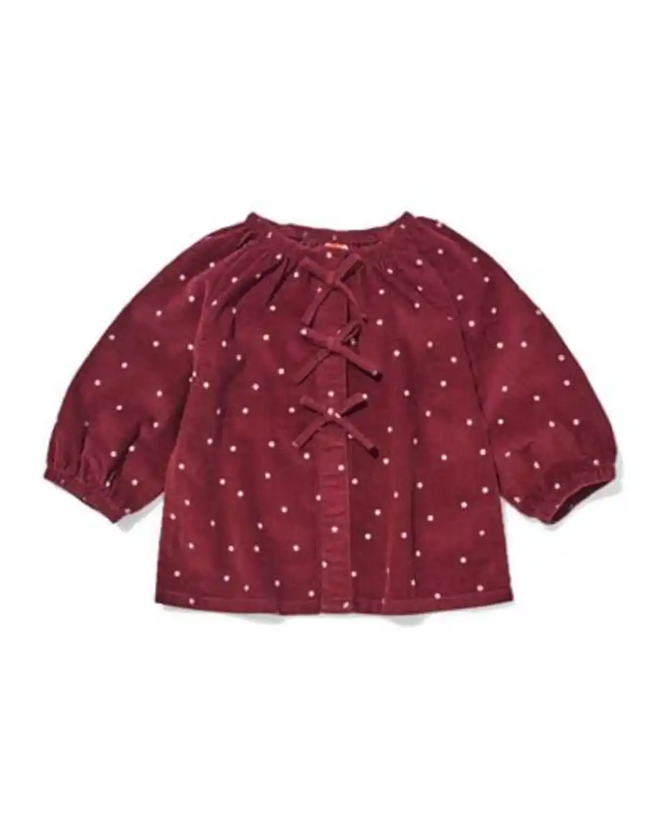 Bild 1 von Babykleid in A-Linie aus Kord mit Punkten bordeauxrot
