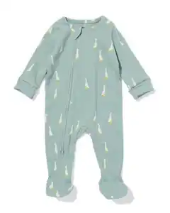 Babystrampler, gerippt, Tiermuster hellblau