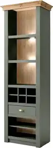 Home affaire Regal Cambridge, Standregal im Landhausstil, Mehrzweckschrank, Hochschrank, schöne Kranzoptik, messingfarbene Metallgriffe, 207 cm hoch
