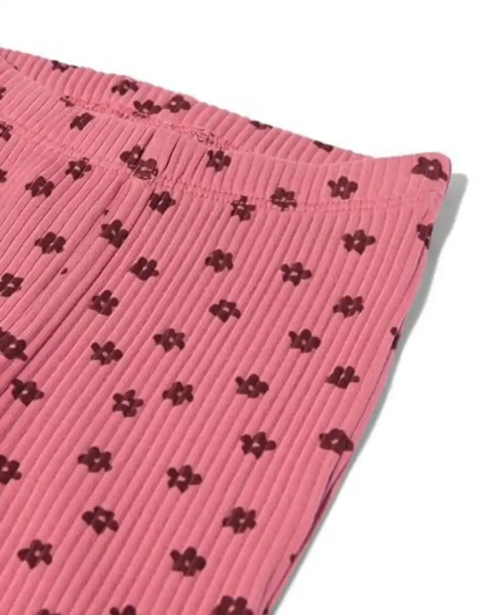 Bild 4 von Ausgestellte Babyleggings, gerippt, Blumen – 2 Stück rosa