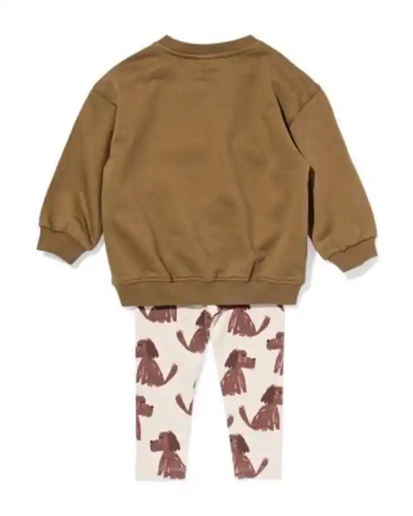 Bild 2 von Babybeleidungsset gerippt, mit Hunde, aus Sweatstoff olivgrün