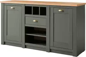 Home affaire Sideboard Cambridge, moderner Schrank, Kommode im Landhausstil, ausreichend Stauraum, messingfarbene Metallgriffe, 145 cm breit