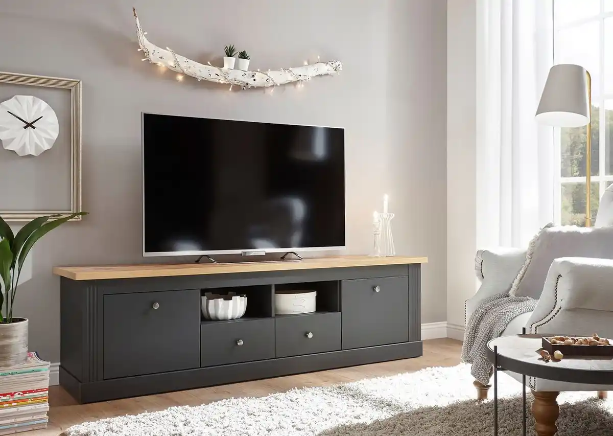 Bild 1 von OTTO home Lowboard Westminster, TV-Unterteil im Landhausstil, Kommode, TV-Schrank, Metallgriffe, viel Stauraum, in 2 Farben & drei Größen erhältlich