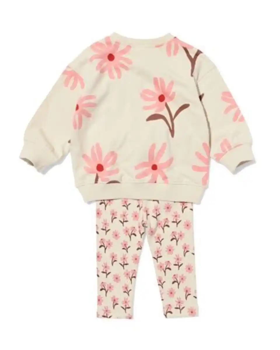 Bild 2 von Babybekleidungsset aus Sweatstoff, gerippt, mit Blumen ecru